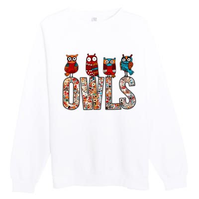 Love Owls Wo Owl Lovers Premium Crewneck Sweatshirt