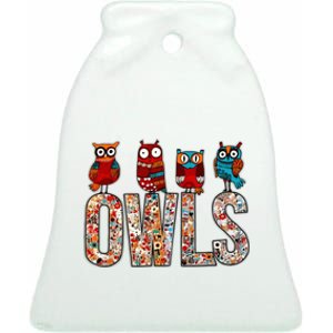 Love Owls Wo Owl Lovers Ceramic Bell Ornament