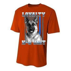 Loyalty K-9 Unit German Shepard Thin Blue Line Flag Performance Sprint T-Shirt