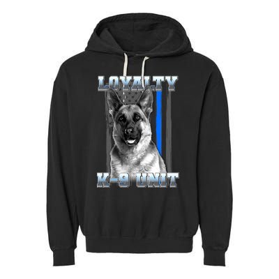 Loyalty K-9 Unit German Shepard Thin Blue Line Flag Garment-Dyed Fleece Hoodie