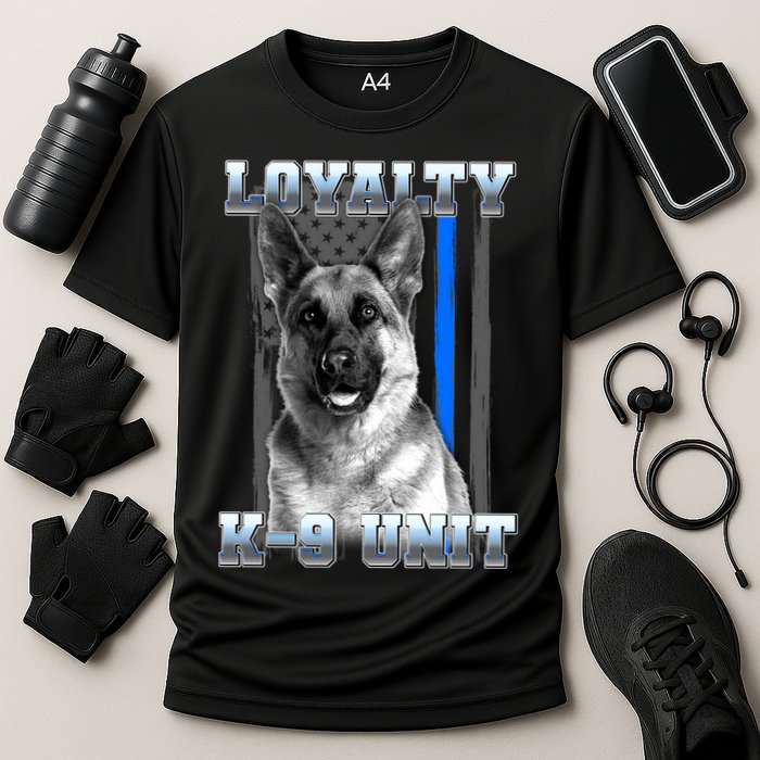 Loyalty K-9 Unit German Shepard Thin Blue Line Flag Cooling Performance Crew T-Shirt