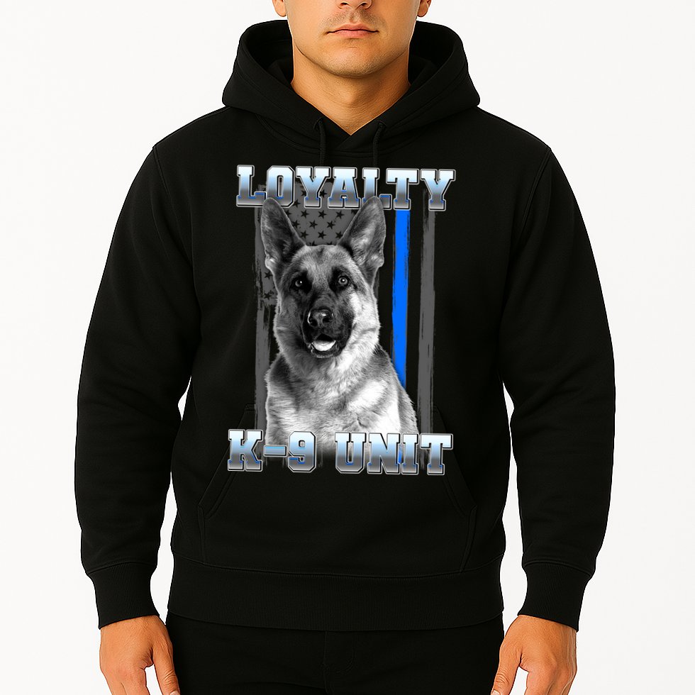 Loyalty K-9 Unit German Shepard Thin Blue Line Flag Hoodie
