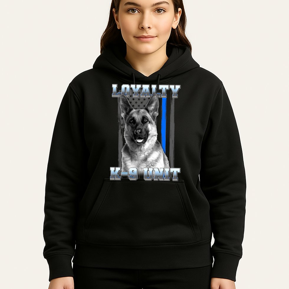 Loyalty K-9 Unit German Shepard Thin Blue Line Flag Hoodie