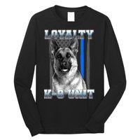 Loyalty K-9 Unit German Shepard Thin Blue Line Flag Long Sleeve Shirt