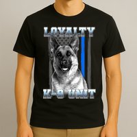 Loyalty K-9 Unit German Shepard Thin Blue Line Flag T-Shirt