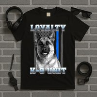 Loyalty K-9 Unit German Shepard Thin Blue Line Flag T-Shirt