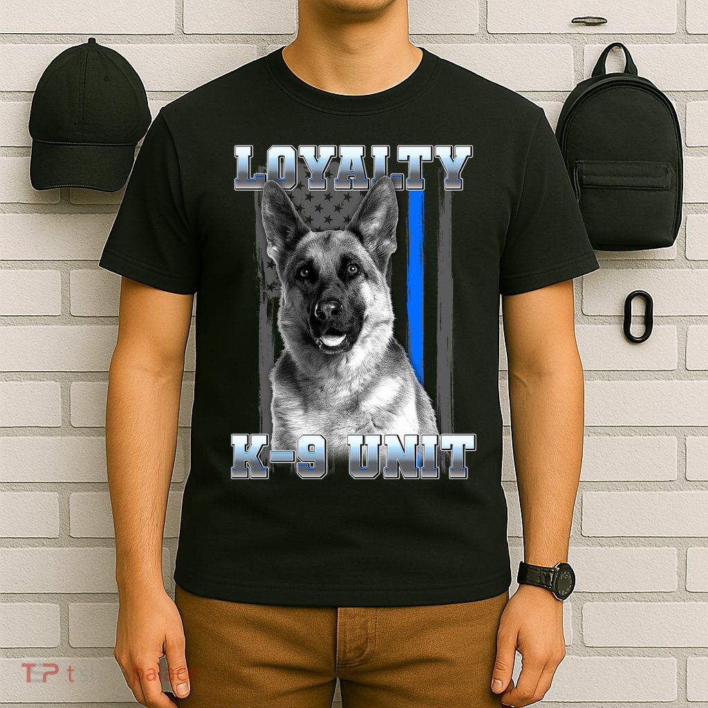 Loyalty K-9 Unit German Shepard Thin Blue Line Flag T-Shirt