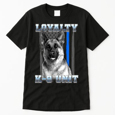 Loyalty K-9 Unit German Shepard Thin Blue Line Flag Tall T-Shirt