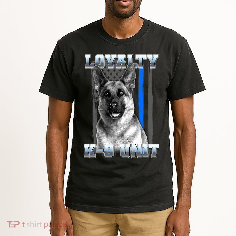 Loyalty K-9 Unit German Shepard Thin Blue Line Flag Tall T-Shirt