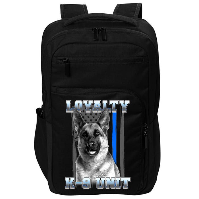 Loyalty K-9 Unit German Shepard Thin Blue Line Flag Impact Tech Backpack