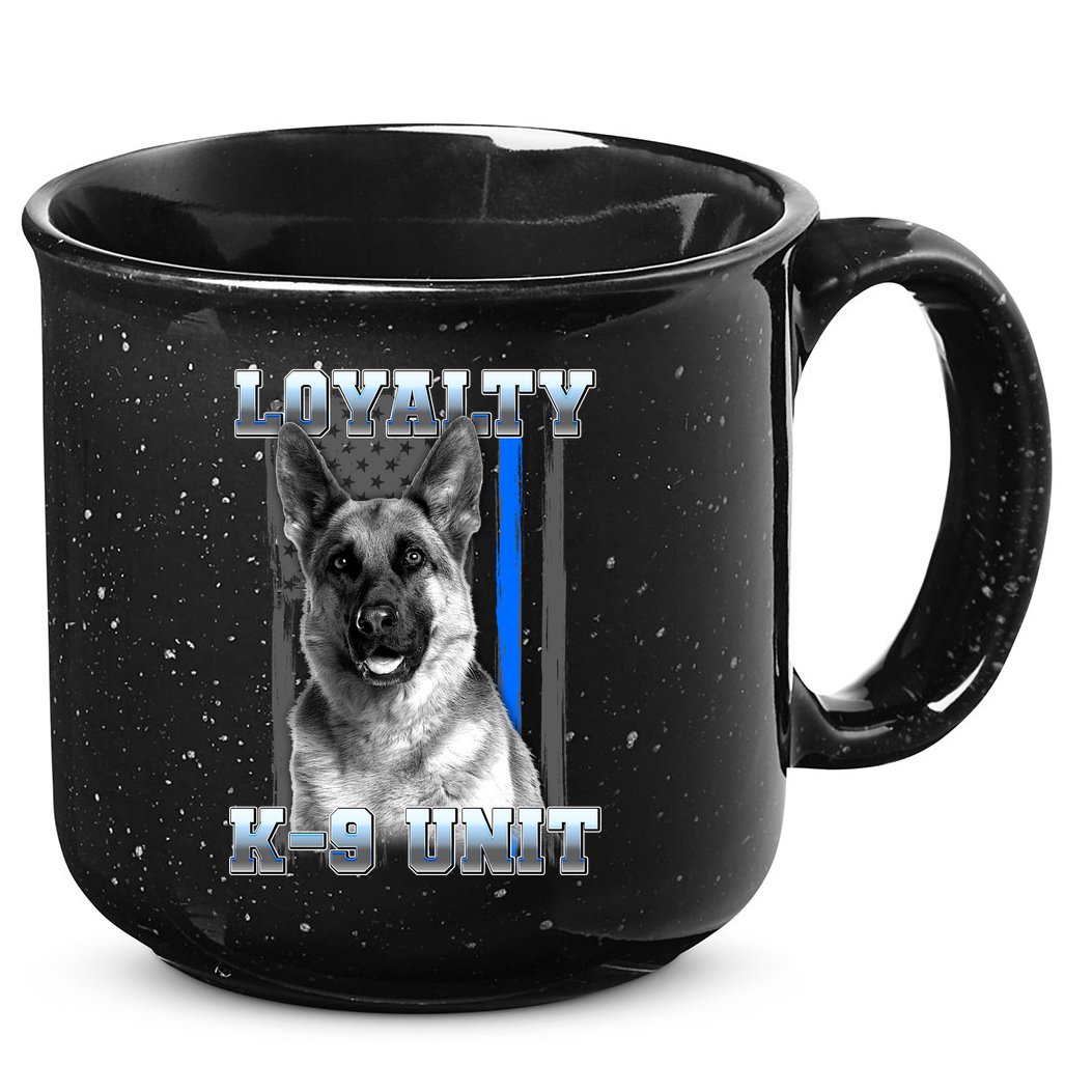 Loyalty K-9 Unit German Shepard Thin Blue Line Flag 15oz Campfire Ceramic Mug