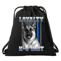 Loyalty K-9 Unit German Shepard Thin Blue Line Flag Drawstring Bag
