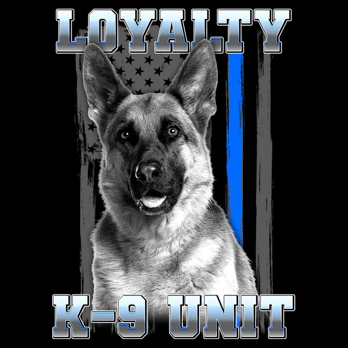 Loyalty K-9 Unit German Shepard Thin Blue Line Flag Drawstring Bag