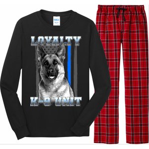 Loyalty K-9 Unit German Shepard Thin Blue Line Flag Long Sleeve Pajama Set