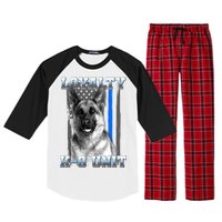 Loyalty K-9 Unit German Shepard Thin Blue Line Flag Raglan Sleeve Pajama Set