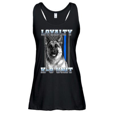 Loyalty K-9 Unit German Shepard Thin Blue Line Flag Ladies Essential Flowy Tank