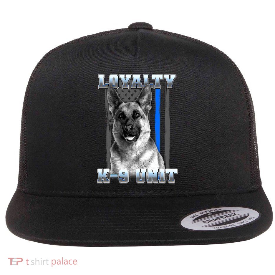 Loyalty K-9 Unit German Shepard Thin Blue Line Flag Flatbill Hat