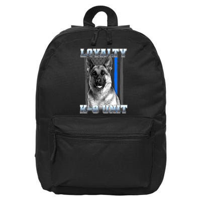 Loyalty K-9 Unit German Shepard Thin Blue Line Flag 16 in Basic Backpack