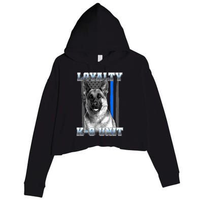 Loyalty K-9 Unit German Shepard Thin Blue Line Flag Crop Fleece Hoodie