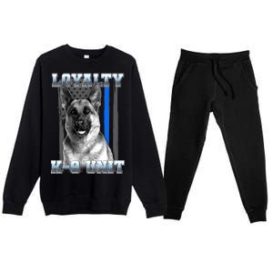 Loyalty K-9 Unit German Shepard Thin Blue Line Flag Premium Crewneck Sweatsuit Set