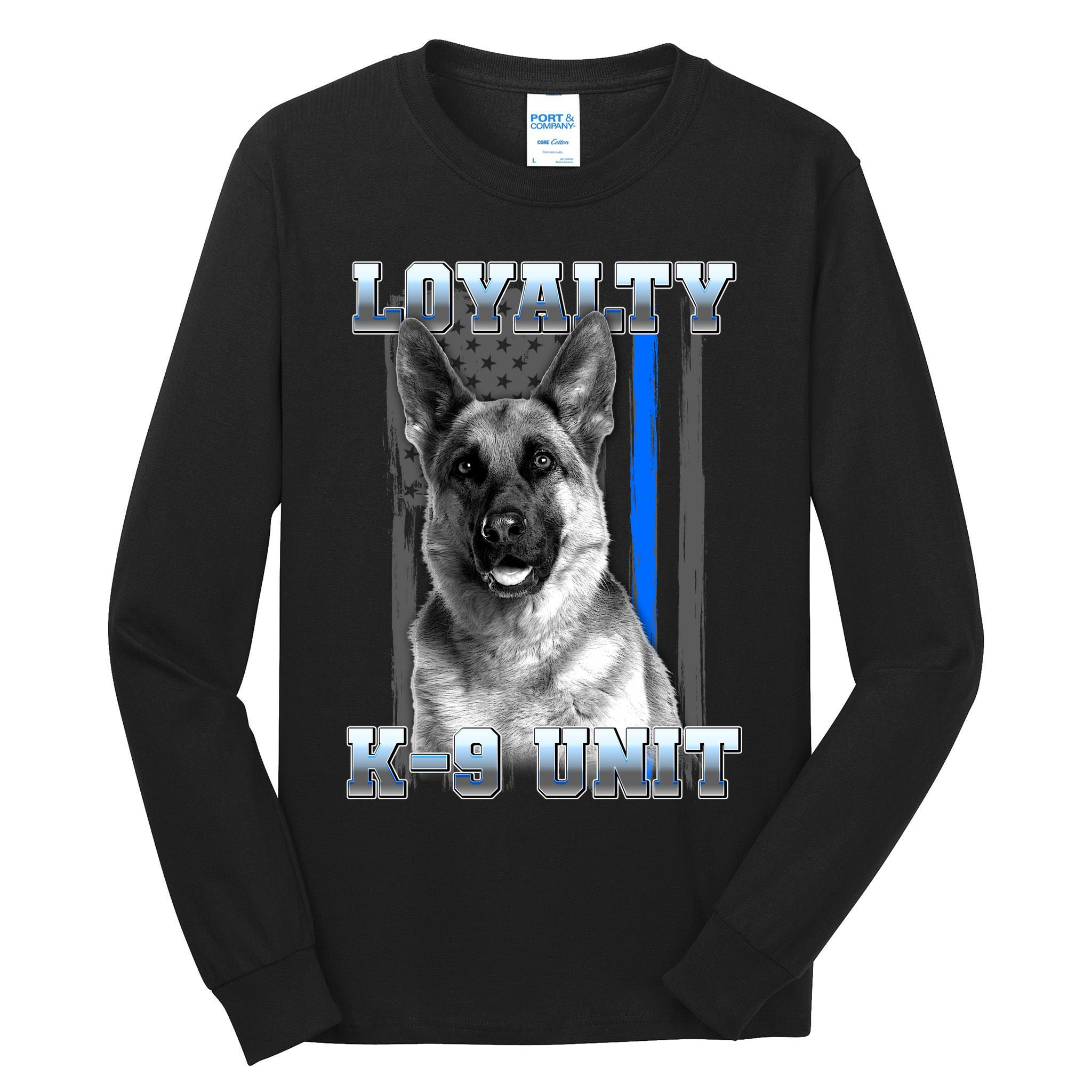Loyalty K-9 Unit German Shepard Thin Blue Line Flag Tall Long Sleeve T-Shirt