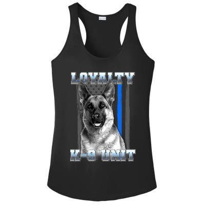 Loyalty K-9 Unit German Shepard Thin Blue Line Flag Ladies PosiCharge Competitor Racerback Tank