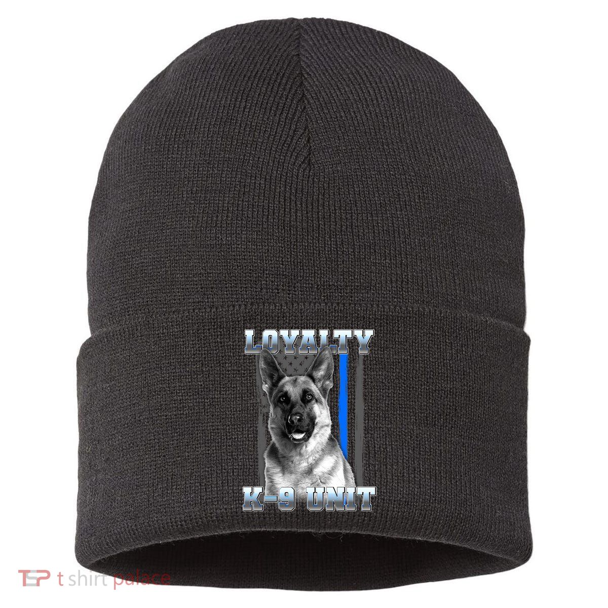 Loyalty K-9 Unit German Shepard Thin Blue Line Flag Sustainable Knit Beanie