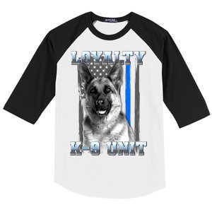 Loyalty K-9 Unit German Shepard Thin Blue Line Flag Baseball Sleeve Shirt