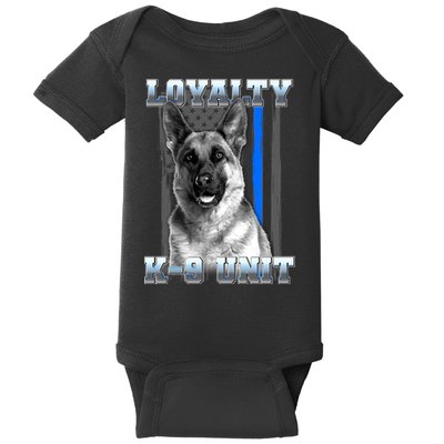 Loyalty K-9 Unit German Shepard Thin Blue Line Flag Baby Bodysuit