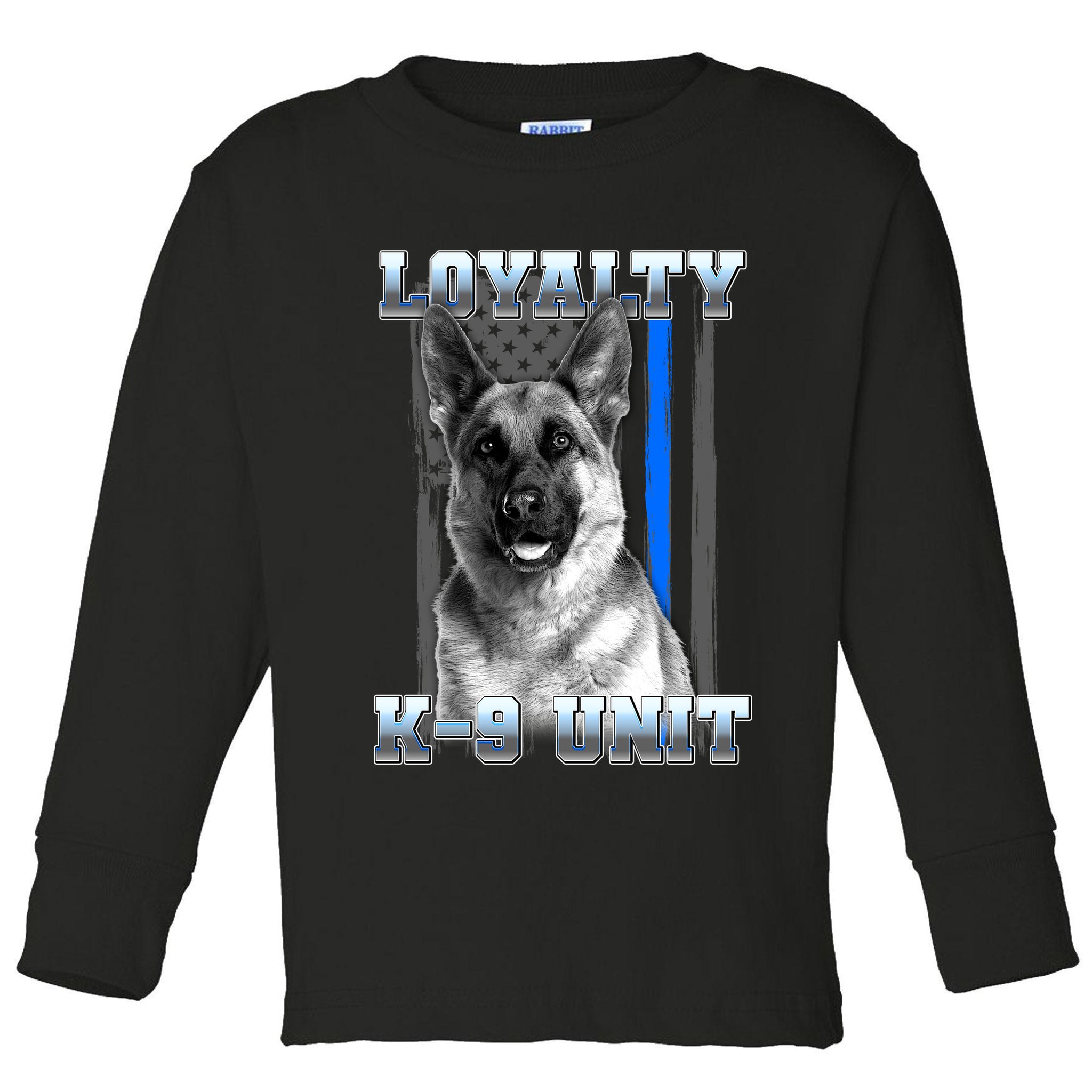 Loyalty K-9 Unit German Shepard Thin Blue Line Flag Toddler Long Sleeve Shirt