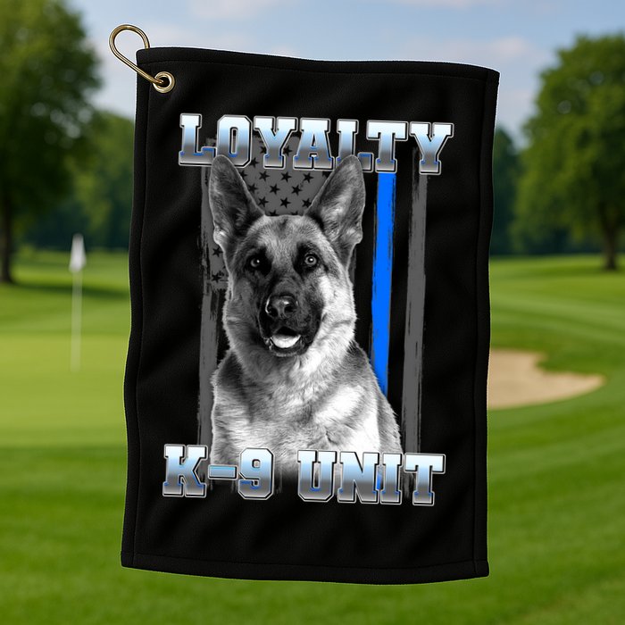 Loyalty K-9 Unit German Shepard Thin Blue Line Flag Golf Towel