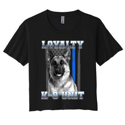 Loyalty K-9 Unit German Shepard Thin Blue Line Flag Crop Top