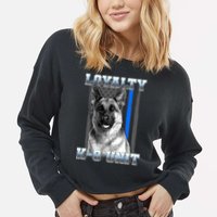 Loyalty K-9 Unit German Shepard Thin Blue Line Flag Cropped Pullover Crew