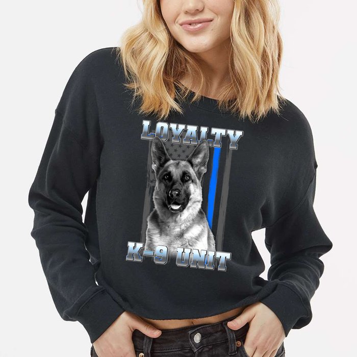 Loyalty K-9 Unit German Shepard Thin Blue Line Flag Cropped Pullover Crew