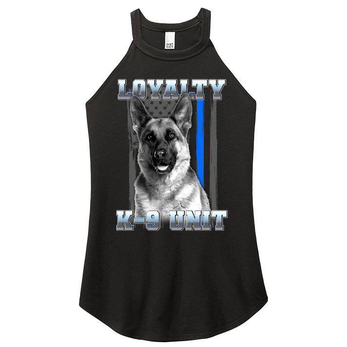 Loyalty K-9 Unit German Shepard Thin Blue Line Flag Women's Perfect Tri Rocker Tank