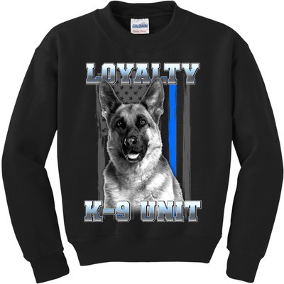Loyalty K-9 Unit German Shepard Thin Blue Line Flag Kids Sweatshirt