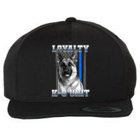 Loyalty K-9 Unit German Shepard Thin Blue Line Flag Wool Snapback Cap