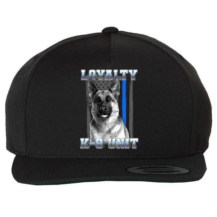 Loyalty K-9 Unit German Shepard Thin Blue Line Flag Wool Snapback Cap