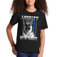 Loyalty K-9 Unit German Shepard Thin Blue Line Flag Kids T-Shirt