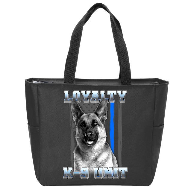 Loyalty K-9 Unit German Shepard Thin Blue Line Flag Zip Tote Bag