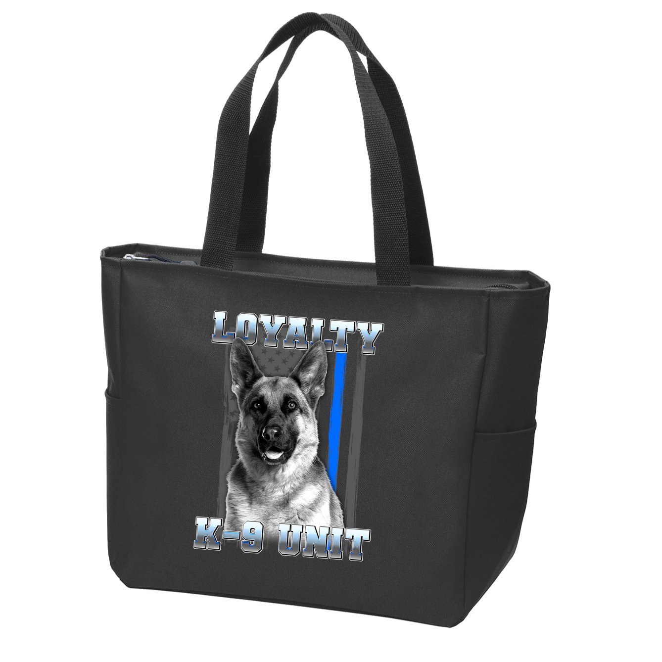 Loyalty K-9 Unit German Shepard Thin Blue Line Flag Zip Tote Bag