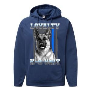 Loyalty K-9 Unit German Shepard Thin Blue Line Flag Performance Fleece Hoodie