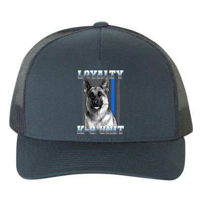 Loyalty K-9 Unit German Shepard Thin Blue Line Flag Yupoong Adult 5-Panel Trucker Hat