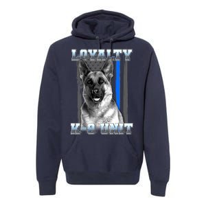 Loyalty K-9 Unit German Shepard Thin Blue Line Flag Premium Hoodie