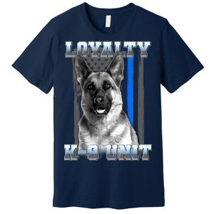 Loyalty K-9 Unit German Shepard Thin Blue Line Flag Premium T-Shirt