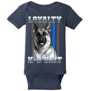 Loyalty K-9 Unit German Shepard Thin Blue Line Flag Baby Bodysuit