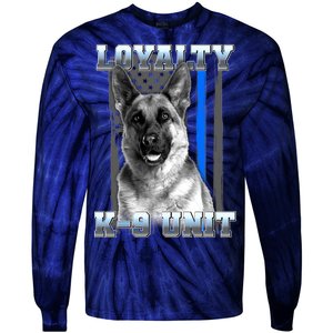 Loyalty K-9 Unit German Shepard Thin Blue Line Flag Tie-Dye Long Sleeve Shirt