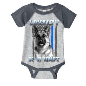 Loyalty K-9 Unit German Shepard Thin Blue Line Flag Infant Baby Jersey Bodysuit