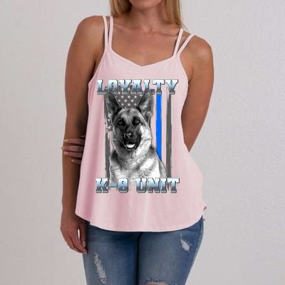 Loyalty K-9 Unit German Shepard Thin Blue Line Flag Women's Strappy Tank