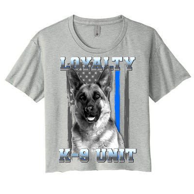 Loyalty K-9 Unit German Shepard Thin Blue Line Flag Women's Crop Top Tee